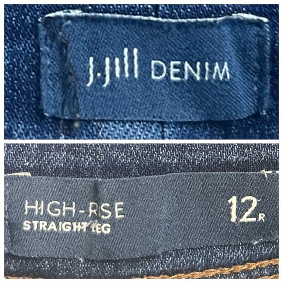 J. Jill Jeans Straight Leg Ankle High Rise Dark Wash Women’s Size 12 - Picture 5 of 7